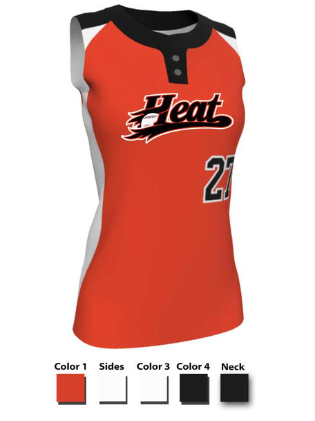 Juice Series - Premium "Bionic" Custom Sublimated Sleveless 2 Button Softball Jersey 2 Button All Sports Uniforms