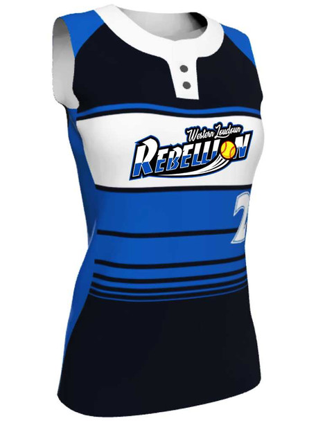 Juice Series - Premium "On Deck" Custom Sublimated Sleveless 2 Button Softball Jersey 2 Button All Sports Uniforms