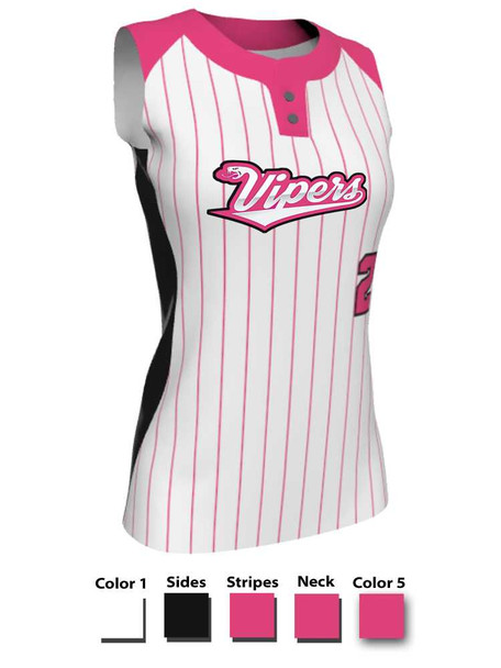 Juice Series - Premium "Slugger" Custom Sublimated Sleveless 2 Button Softball Jersey 2 Button All Sports Uniforms