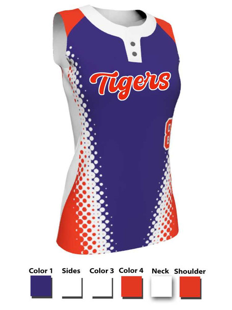 Juice Series - Premium "Supernova" Custom Sublimated Sleveless 2 Button Softball Jersey 2 Button All Sports Uniforms