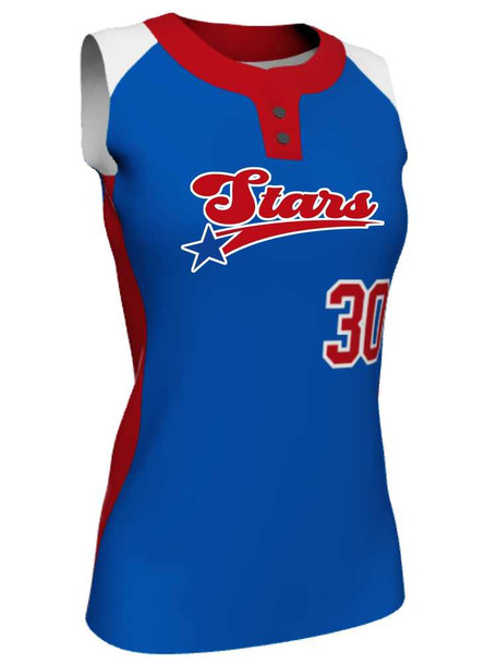 Juice Series - Premium "All Star" Custom Sublimated Sleeveless 2 Button Softball Set 2 Button All Sports Uniforms