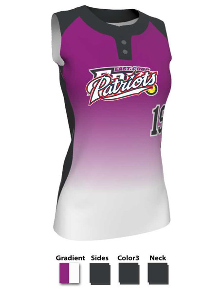 Juice Series - Premium "Curve Gradient" Custom Sublimated Sleeveless 2 Button Softball Set 2 Button All Sports Uniforms