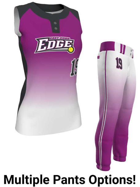 Juice Series - Premium "Curve Gradient" Custom Sublimated Sleeveless 2 Button Softball Set 2 Button All Sports Uniforms