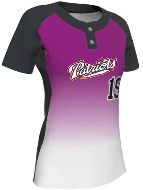 Juice Series - Premium "Curve Gradient" Custom Sublimated 2 Button Softball Jersey 2 Button Jerseys All Sports Uniforms