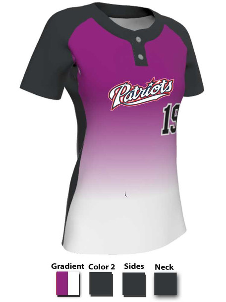 Juice Series - Premium "Curve Gradient" Custom Sublimated 2 Button Softball Jersey 2 Button Jerseys All Sports Uniforms