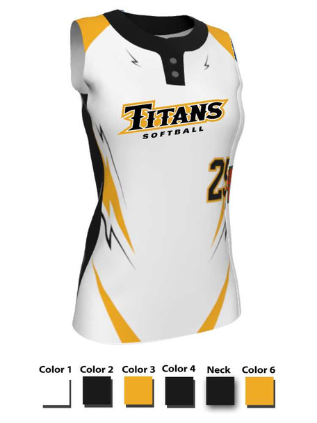Juice Series - Premium "Drive" Custom Sublimated Sleeveless 2 Button Softball Set 2 Button All Sports Uniforms