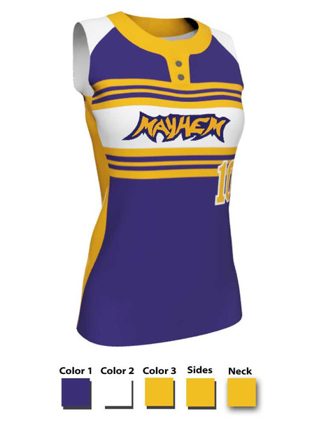 Juice Series - Premium "Enclose" Custom Sublimated Sleeveless 2 Button Softball Set 2 Button All Sports Uniforms