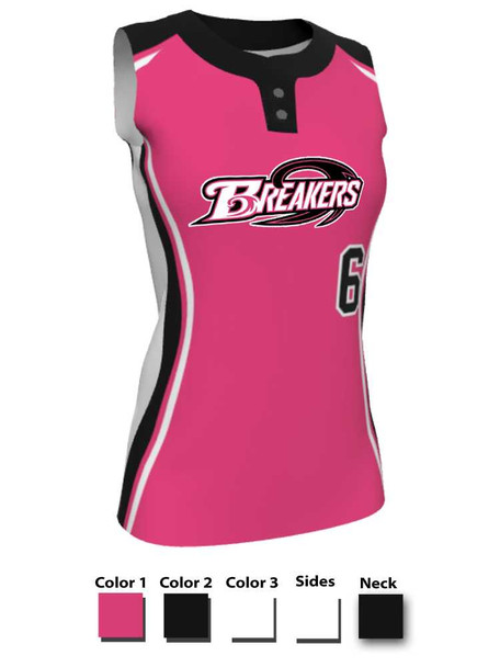 Juice Series - Premium "Round Third" Custom Sublimated Sleeveless 2 Button Softball Set 2 Button All Sports Uniforms