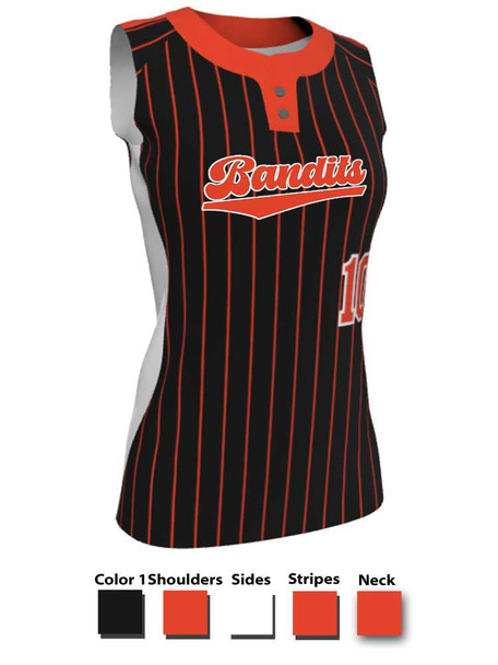 Juice Series - Premium "Stopper" Custom Sublimated Sleeveless 2 Button Softball Set 2 Button All Sports Uniforms