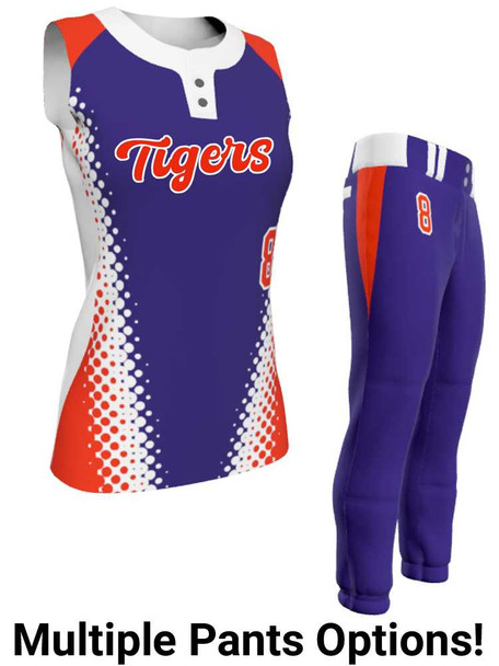 Juice Series - Premium "Supernova" Custom Sublimated Sleeveless 2 Button Softball Set 2 Button All Sports Uniforms