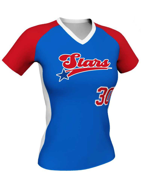 Control Series Premium "All Star" Custom Sublimated V Neck Softball Jersey Premium Softball Vnecks All Sports Uniforms