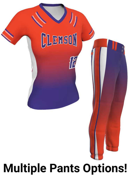 Control Series - Premium "Down Two Gradient" Custom Sublimated V Neck Softball Set Control Series V Neck - Crew Sets All Sports Uniforms
