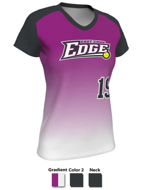 Quick Ship - "Curve Gradient" Custom Sublimated Cap Sleeve Softball Jersey Quick Ship Jerseys - 5 Days All Sports Uniforms