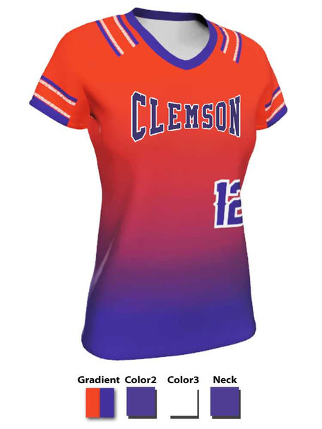 Quick Ship - "Down Two Gradient" Custom Sublimated Cap Sleeve Softball Jersey Quick Ship Jerseys - 5 Days All Sports Uniforms