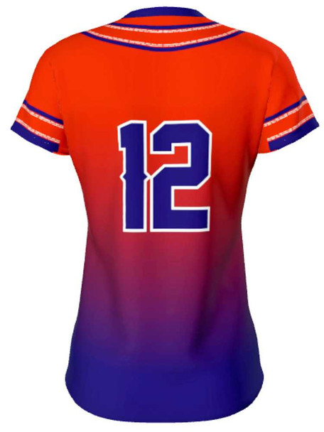 Quick Ship - "Down Two Gradient" Custom Sublimated Cap Sleeve Softball Jersey Quick Ship Jerseys - 5 Days All Sports Uniforms