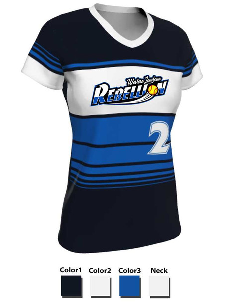 Quick Ship - "On Deck" Custom Sublimated Cap Sleeve Softball Jersey Quick Ship Jerseys - 5 Days All Sports Uniforms