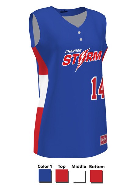 Control Series Premium "Riptide" Custom Sublimated Sleeveless 2 Button Softball Jersey