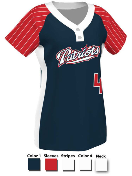 Control Series Premium "Impact Pinstripe" Custom Sublimated 2 Button Softball Jersey 2 Button Jerseys All Sports Uniforms