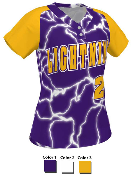 Control Series Premium "Viper Electric" Custom Sublimated 2 Button Softball Jersey 2 Button Jerseys All Sports Uniforms
