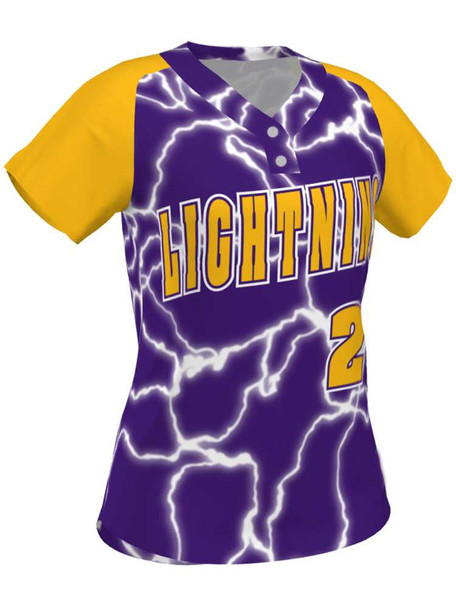 Control Series Premium "Viper Electric" Custom Sublimated 2 Button Softball Jersey 2 Button Jerseys All Sports Uniforms
