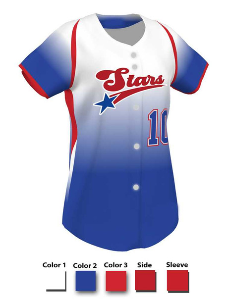 Control Series Premium "All Star Gradient" Custom Sublimated Full Button Softball Jersey Button Front Jerseys All Sports Uniforms