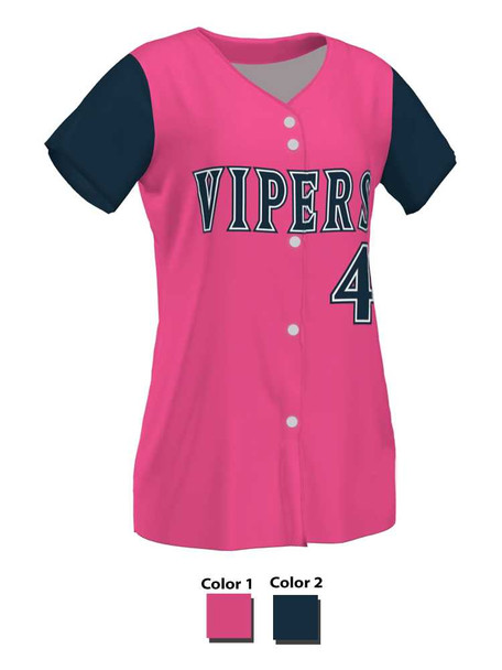 Control Series Premium "Viper" Custom Sublimated Full Button Softball Jersey Button Front Jerseys All Sports Uniforms