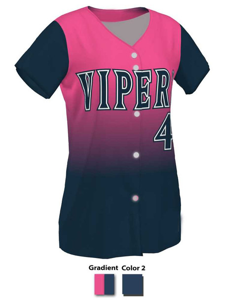 Control Series Premium "Viper Gradient" Custom Sublimated Full Button Softball Jersey Button Front Jerseys All Sports Uniforms