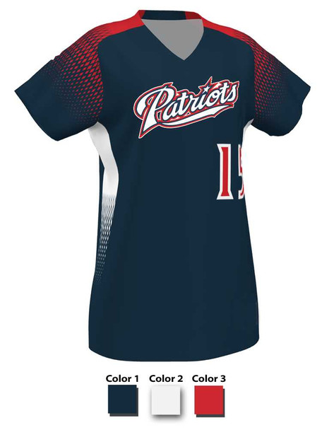 Control Series Premium "Fast Track" Custom Sublimated V Neck Softball Jersey Premium Softball Vnecks All Sports Uniforms