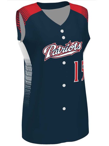 Control Series Premium "Fast Track" Custom Sublimated Sleeveless Full Button Softball Jersey Button Front All Sports Uniforms