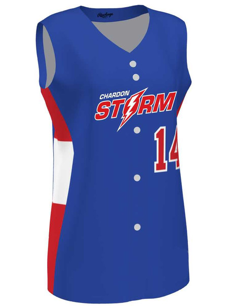 Control Series Premium "Riptide" Custom Sublimated Sleeveless Full Button Softball Jersey Button Front All Sports Uniforms
