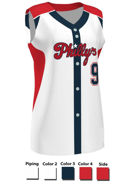 Control Series Premium "Venom" Custom Sublimated Sleeveless Full Button Softball Jersey Button Front All Sports Uniforms