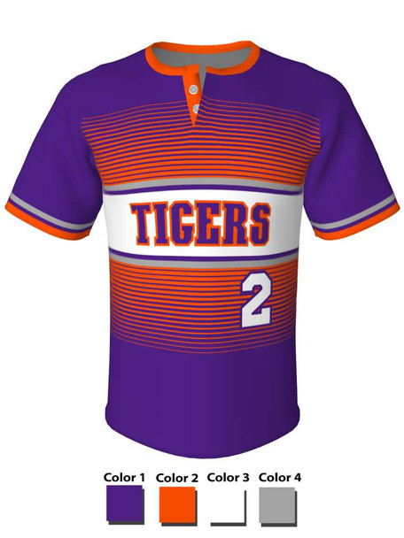 Quick Ship - "Line Drive" Custom Sublimated 2 Button Baseball Jersey Quick Ship Jerseys - 5 Days All Sports Uniforms