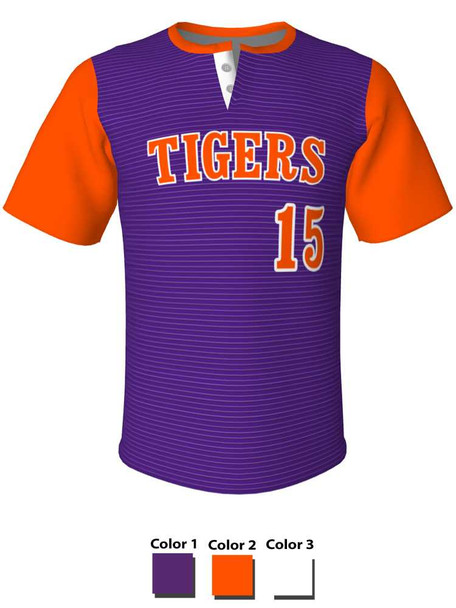 Quick Ship - "Change Up Ridge" Custom Sublimated 2 Button Baseball Jersey Quick Ship Jerseys - 5 Days All Sports Uniforms