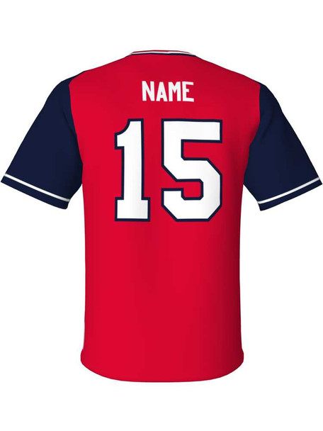 Quick Ship - "Aaron" Custom Sublimated 2 Button Baseball Jersey Quick Ship Jerseys - 5 Days All Sports Uniforms
