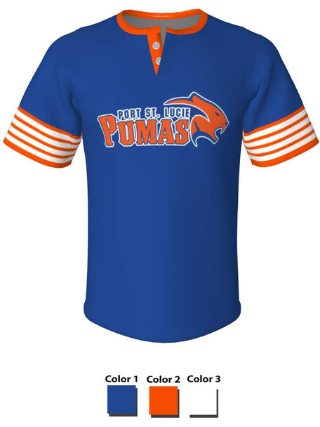 Quick Ship - "Triple" Custom Sublimated 2 Button Baseball Jersey Quick Ship Jerseys - 5 Days All Sports Uniforms