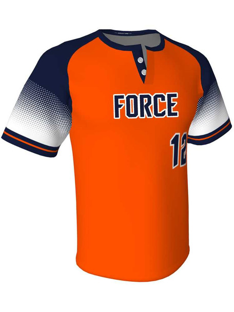 Quick Ship - "Strikeout 2" Custom Sublimated 2 Button Baseball Jersey Quick Ship Jerseys - 5 Days All Sports Uniforms