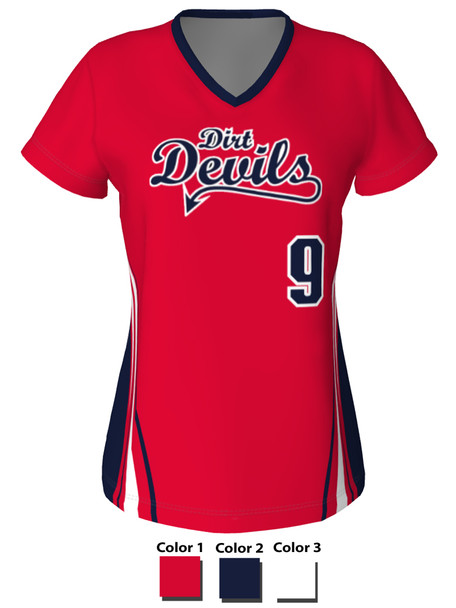 Quick Ship - "Corkscrew" Custom Sublimated Cap Sleeve Softball Jersey