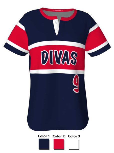 Quick Ship - "Sox" Custom Sublimated 2 Button Softball Jersey Quick Ship Jerseys - 5 Days All Sports Uniforms