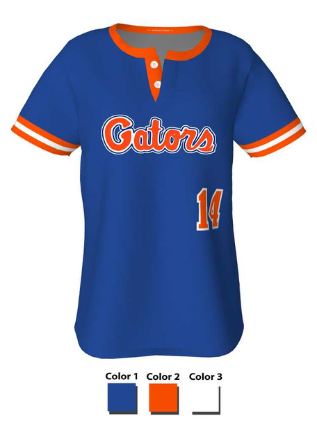 Quick Ship - "Slugger 2" Custom Sublimated 2 Button Softball Jersey Quick Ship Jerseys - 5 Days All Sports Uniforms