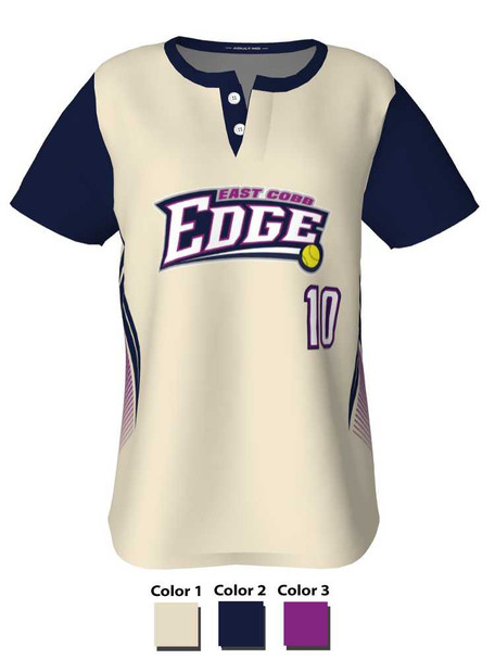 Quick Ship - "Machine" Custom Sublimated 2 Button Softball Jersey Quick Ship Jerseys - 5 Days All Sports Uniforms