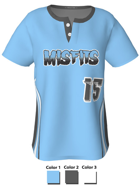 Quick Ship - "Corkscrew" Custom Sublimated 2 Button Softball Jersey