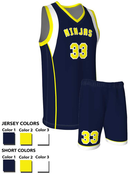 Quick Ship - Adult/Youth "Tip Off" Custom Sublimated Basketball Uniform Quick Ship Adult Non-Reversible Basketball All Sports Uniforms