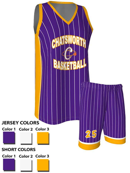 Quick Ship - Womens/Girls "Spellbound" Custom Sublimated Basketball Uniform Quick Ship Womens Non-Reversible Basketball All Sports Uniforms