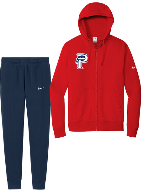 Adult Nike "Club Sleeve Swoosh" 8.2oz 80/20 Full Zip Hoodie Set