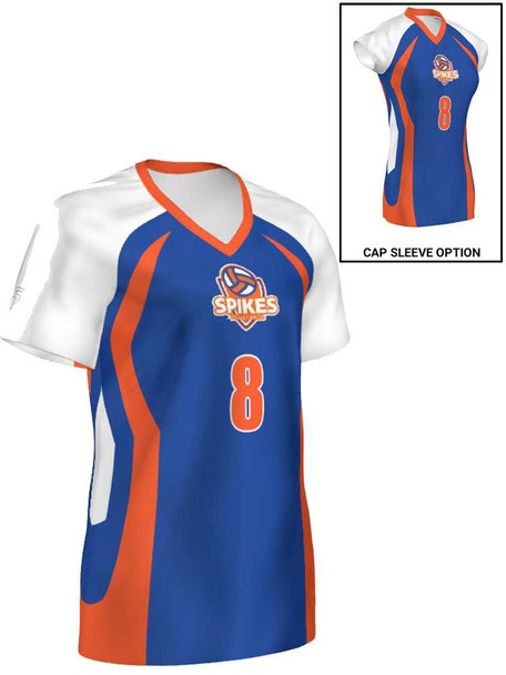 Saver Series - "Spire" Short or Cap Sleeve Custom Sublimated Volleyball Jersey Short & Cap Sleeve Volleyball Jerseys All Sports Uniforms