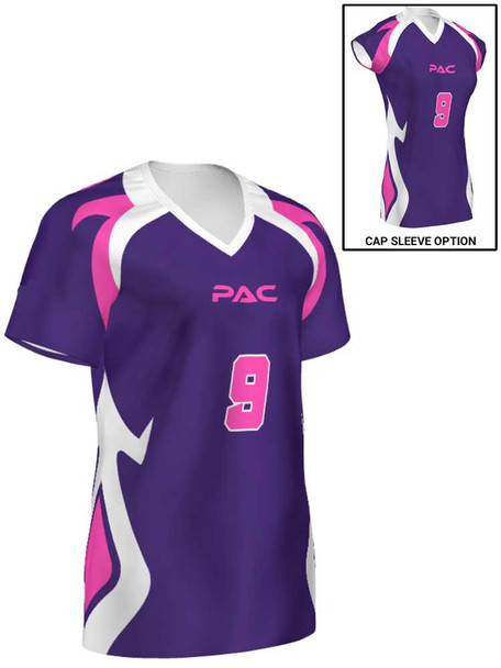 Saver Series - "Double Block" Short or Cap Sleeve Custom Sublimated Volleyball Jersey Short & Cap Sleeve Volleyball Jerseys All Sports Uniforms