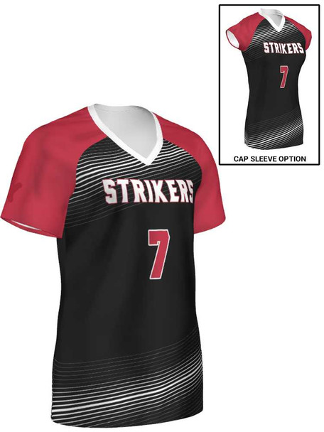 Saver Series - "Transverse" Short or Cap Sleeve Custom Sublimated Volleyball Jersey Short & Cap Sleeve Volleyball Jerseys All Sports Uniforms