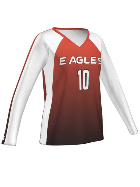 Quick Ship "Ombre" Custom Sublimated Volleyball Jersey Quick Ship - Long Sleeve Volleyball Jerseys All Sports Uniforms