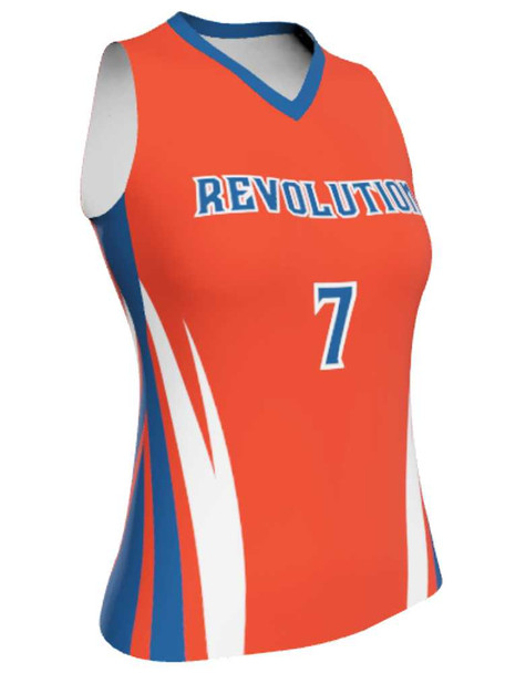 Saver Series - "Thunder" Sleeveless Custom Sublimated Volleyball Jersey Sleeveless Volleyball Jerseys All Sports Uniforms