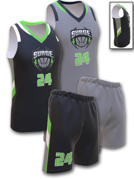 Quick Ship - Womens/Girls "Charge" Custom Sublimated Reversible Basketball Uniform